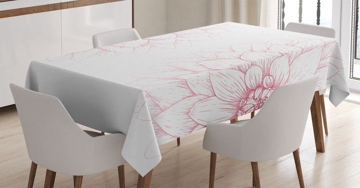 Pink Blossom Flower Printed Tablecloth Home Decor