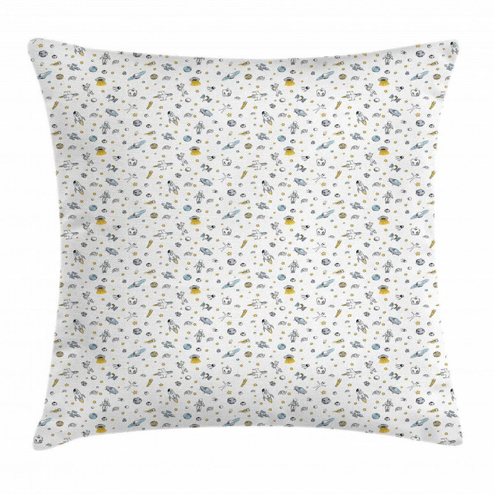 Cosmos Themed Doodle Art Printed Cushion Cover