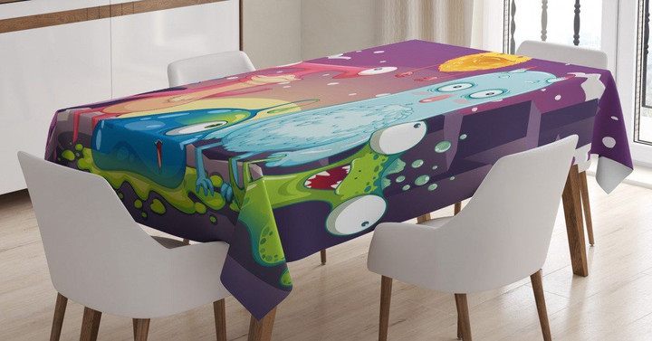 Funky And Happy Characters Printed Tablecloth Home Decor