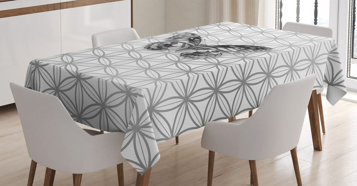 Geometric Butterfly Gray Printed Tablecloth Home Decor