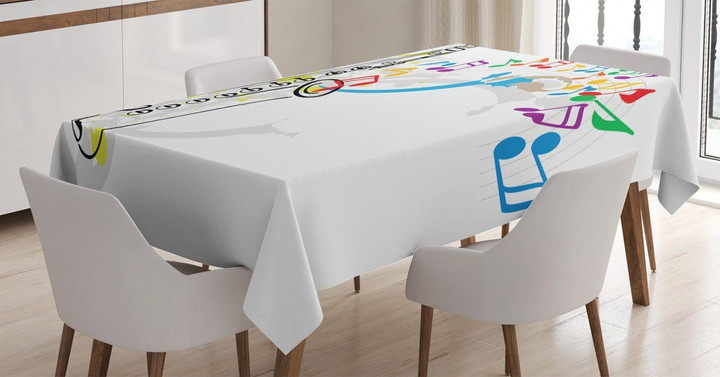 Colorful Festival Music Notes Printed Tablecloth Home Decor