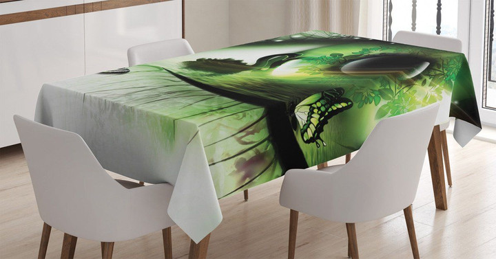 Abstract Swan Butterflies Printed Tablecloth Home Decor
