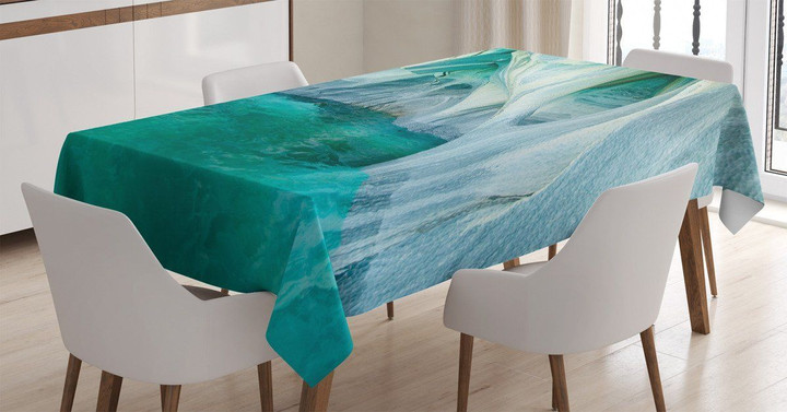 Marble Caves Lake Pattern Printed Tablecloth Home Decor