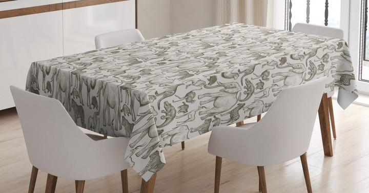 Savannah Mammals With Pattern Printed Tablecloth Home Decor