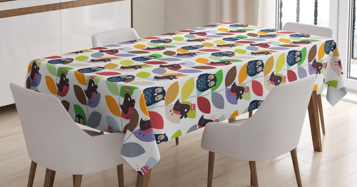 Abstract Vivid Birds Pattern Printed Tablecloth Home Decor