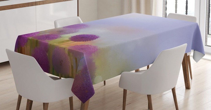 Onion Flowers Pastel Printed Tablecloth Home Decor