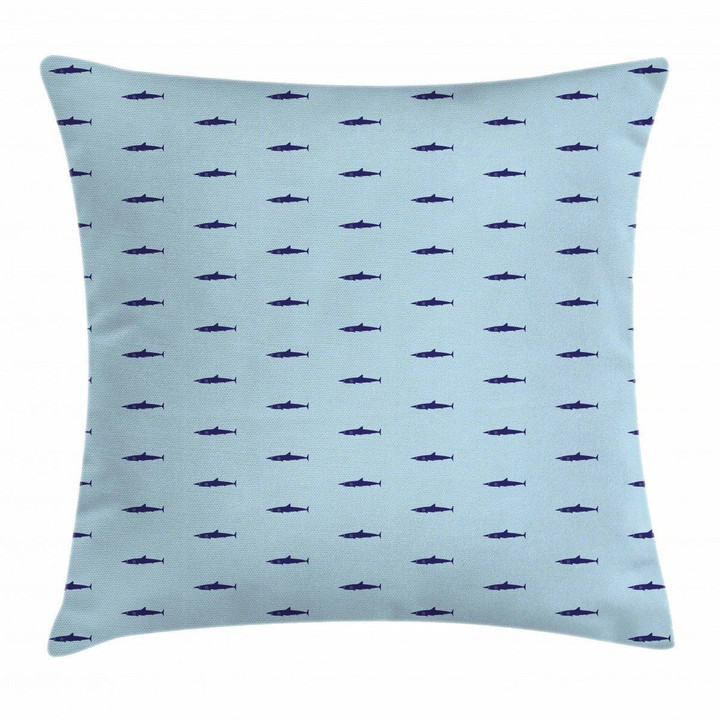 Ocean Life In Blue Shades Art Printed Cushion Cover