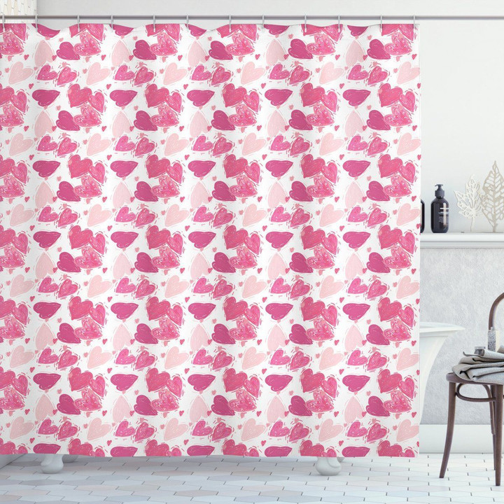 Hand Paint Hearts Shower Curtain