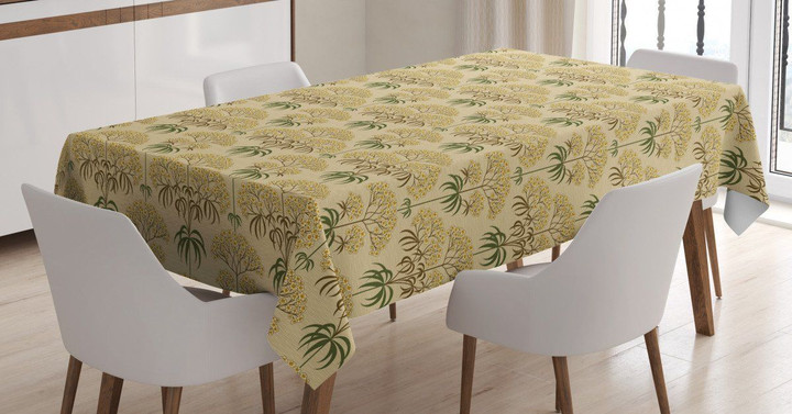 Retro Flowers And Leaves Printed Tablecloth Home Decor