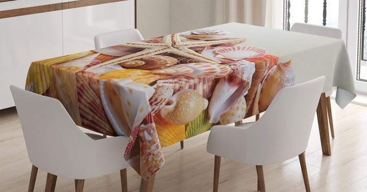 Pile Of Seashells Beach Pattern Printed Tablecloth Home Decor