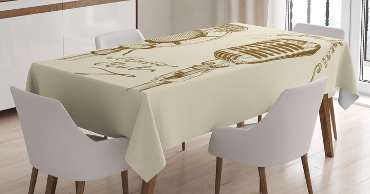 Boho Microphone Retro Printed Tablecloth Home Decor