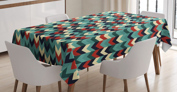 Chevron Herringbone Retro Printed Tablecloth Home Decor