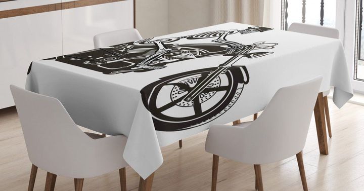 Crazy Halloween Motorbike Printed Tablecloth Home Decor