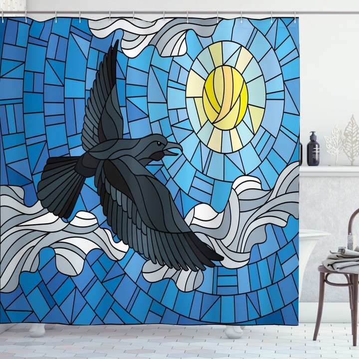 Stained Glass Bird Sky Shower Curtain