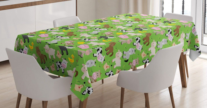 Creatures Cartoon Green Pattern Printed Tablecloth Home Decor