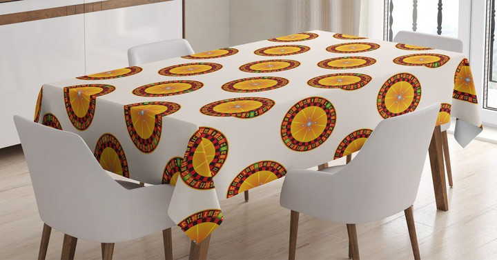 Casino Roulette Night White Background Printed Tablecloth Home Decor