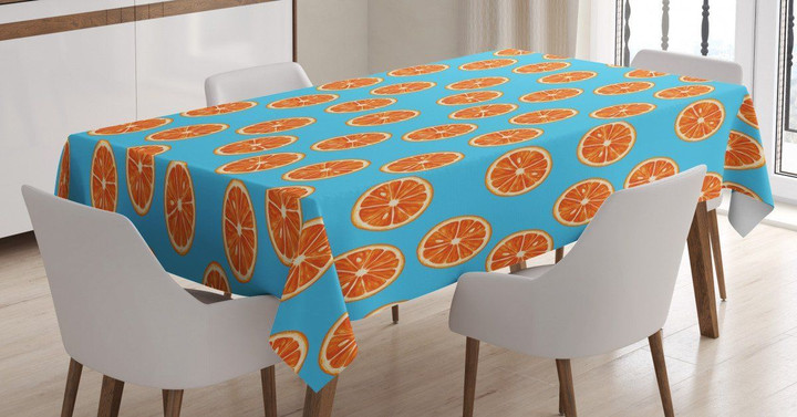 Exotic Citrus Fruit Round Pattern Printed Tablecloth Home Decor