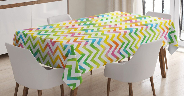 Colorful Geometrical Zigzag Printed Tablecloth Home Decor