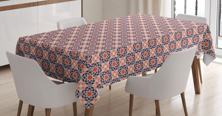 Floral Graphic Lattice Printed Tablecloth Home Decor