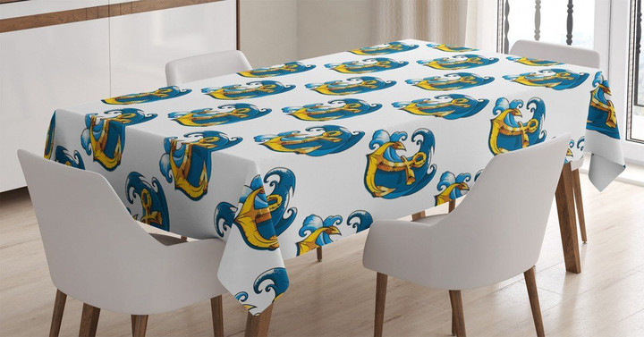Ocean Wave Marine Retro Printed Tablecloth Home Decor