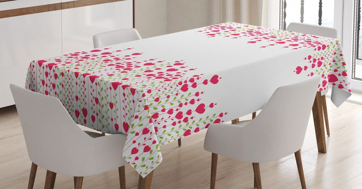 Heart Leaves Flowers Printed Tablecloth Home Decor