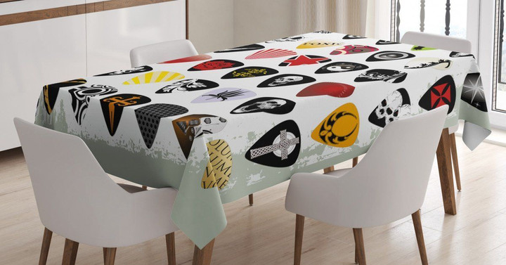 Guitar Picks Set Pattern Printed Tablecloth Home Decor