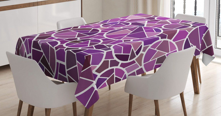 Purple Color Palette Motif Printed Tablecloth Home Decor
