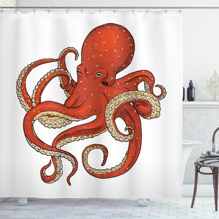 Octopus Drawing Shower Curtain