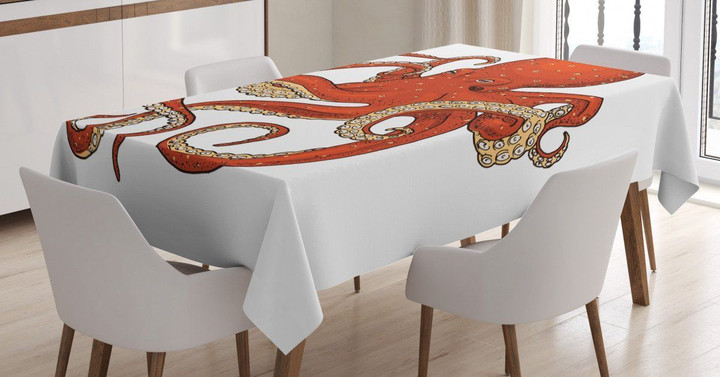 Octopus Drawing Pattern Printed Tablecloth Home Decor