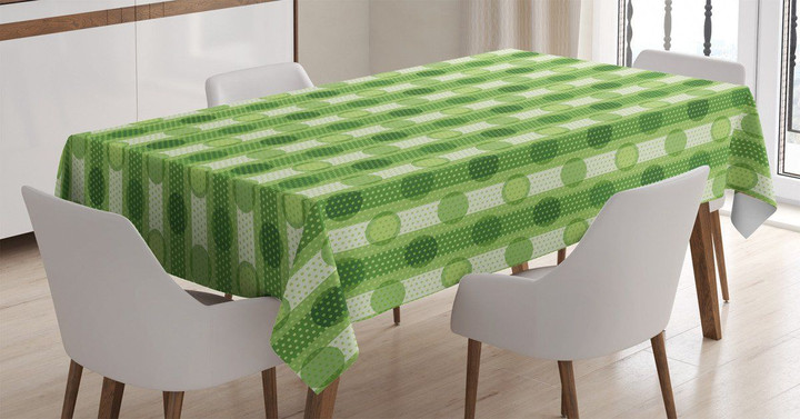 Polka Dots Striped Retro Green Printed Tablecloth Home Decor