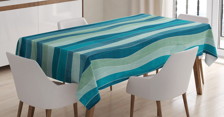 Grunge Wave Pattern Printed Tablecloth Home Decor