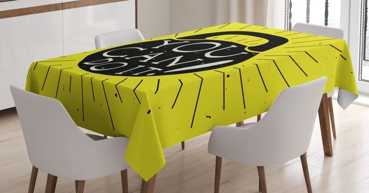 Weight Kettlebell Text Yellow And Black Pattern Printed Tablecloth Home Decor