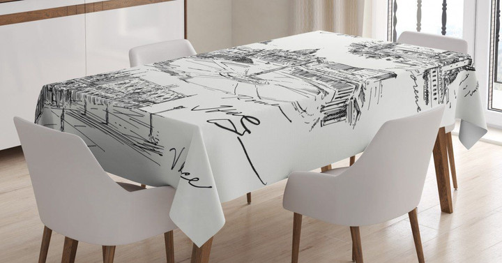 Italian Landmarks Travel Pattern Printed Tablecloth Home Decor
