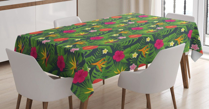 Hawaiian Botanical Aloha Printed Tablecloth Home Decor