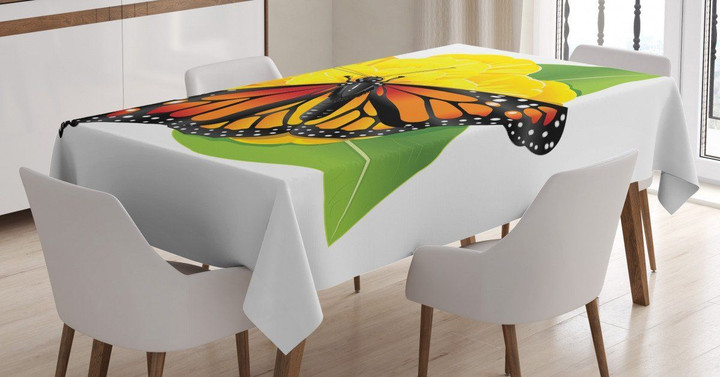 Moth Flower Pattern Printed Tablecloth Home Decor