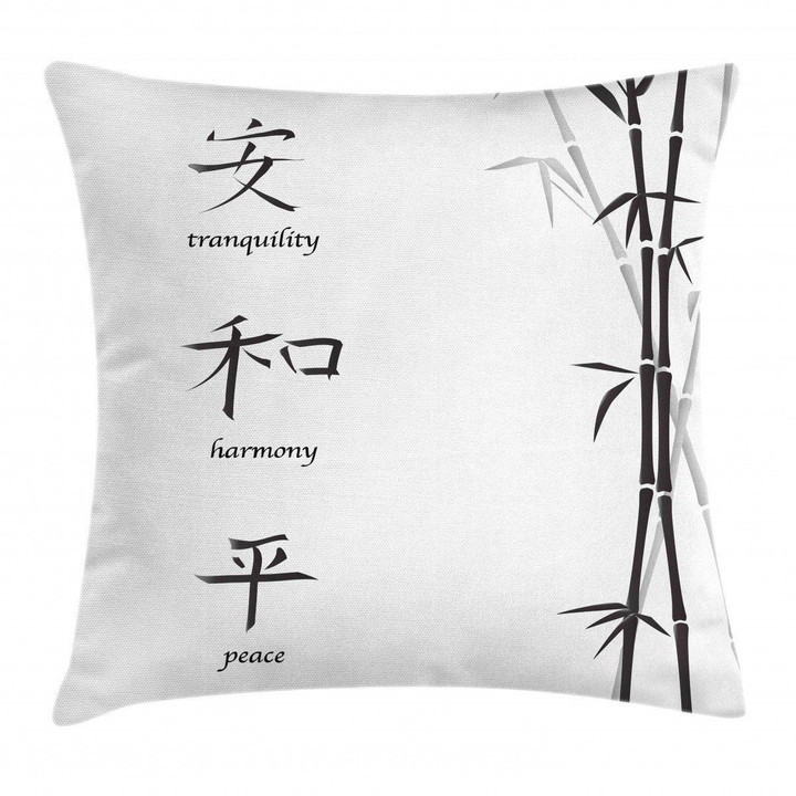 Peace Bamboo In White Art Printed Cushion Cover