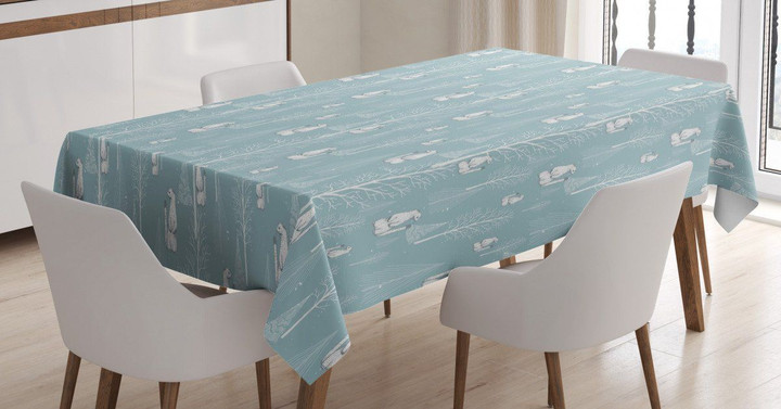 Ermine And Bare Winter Trees Printed Tablecloth Home Decor