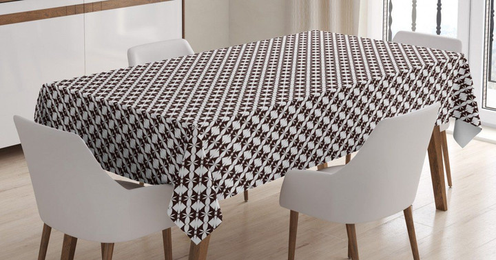 Monochrome Floral Hexagons Printed Tablecloth Home Decor
