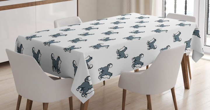 Siberian Husky Puppy Printed Tablecloth Home Decor