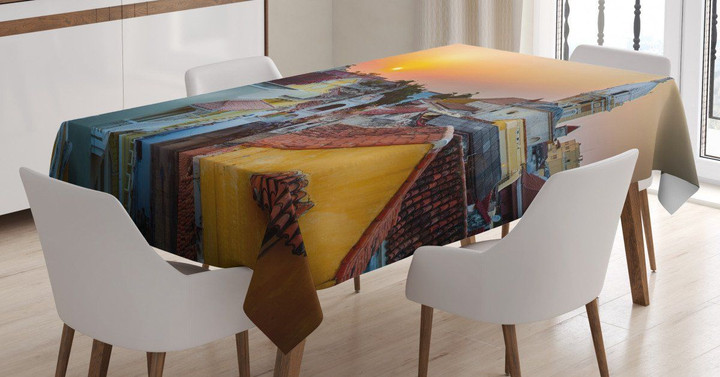 Roof Tops Old City Coast Printed Tablecloth Home Decor