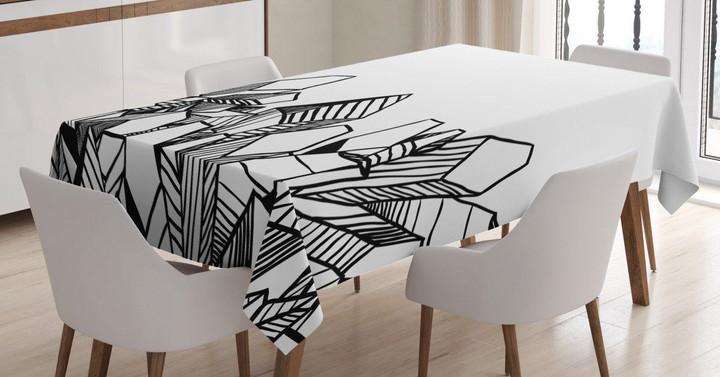 Hatched Crystals Drawing Printed Tablecloth Home Decor