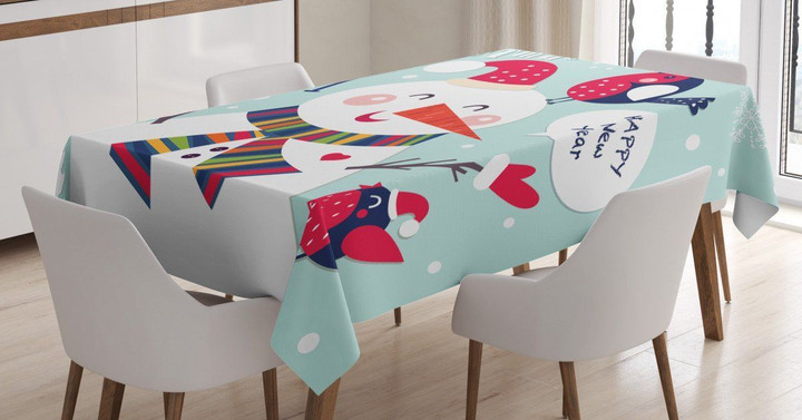 Bird Snow Xmas Themed Printed Tablecloth Home Decor