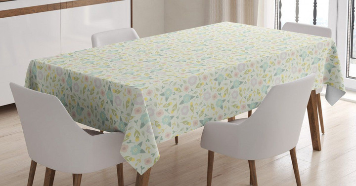 Pastel Tone Flora Printed Tablecloth Home Decor