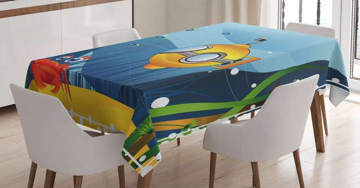 Crab Fish Sea Printed Tablecloth Home Decor
