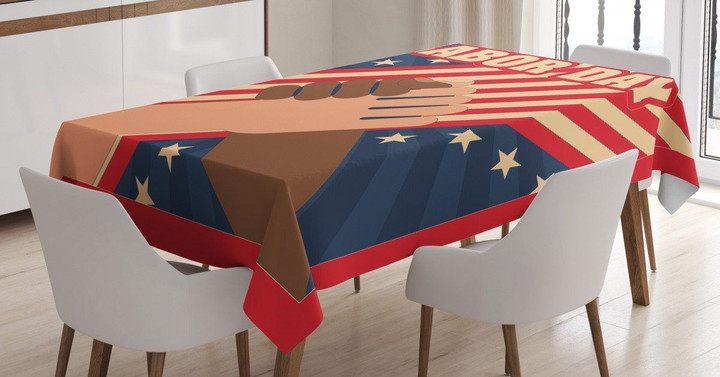 Hands Holding Usa Flag Pattern Printed Tablecloth Home Decor