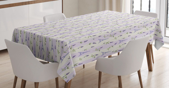 Lavender Eiffel Pastel Pattern Printed Tablecloth Home Decor