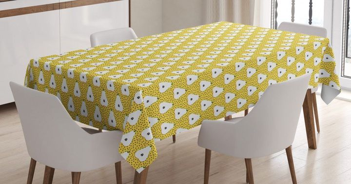 Halved Fruit Motifs With Dots Printed Tablecloth Home Decor