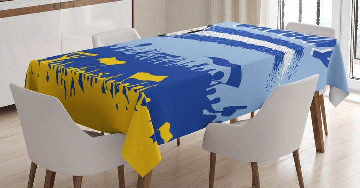 Supporters And Soccer Ball Printed Tablecloth Home Decor
