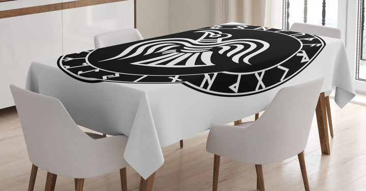 Illustration Of Odin Ravens Printed Tablecloth Home Decor