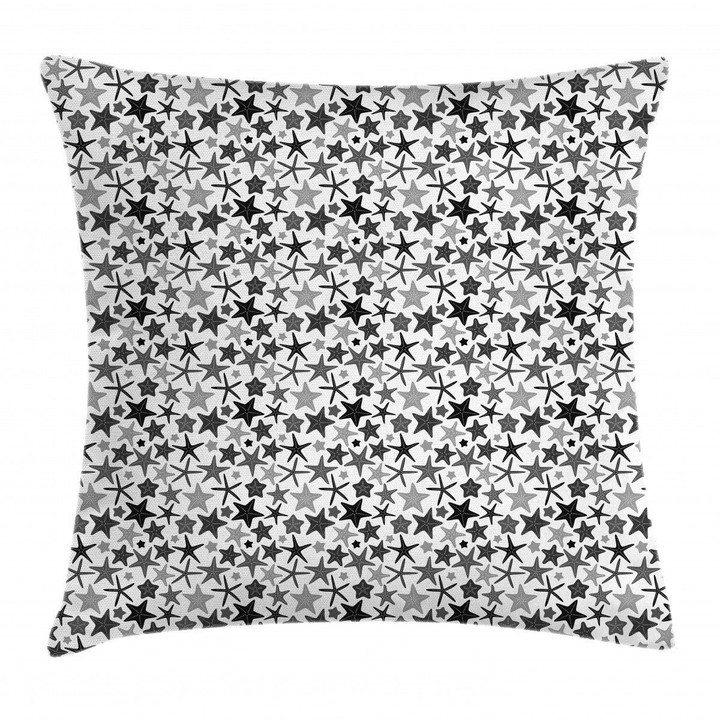 Monochrome Starfish Pattern Art Printed Cushion Cover